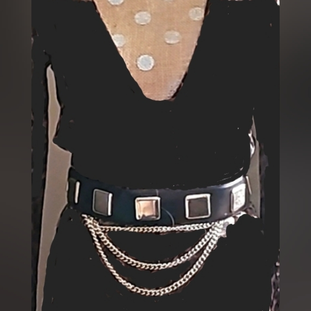 Vintage 90's  black studded leather belt